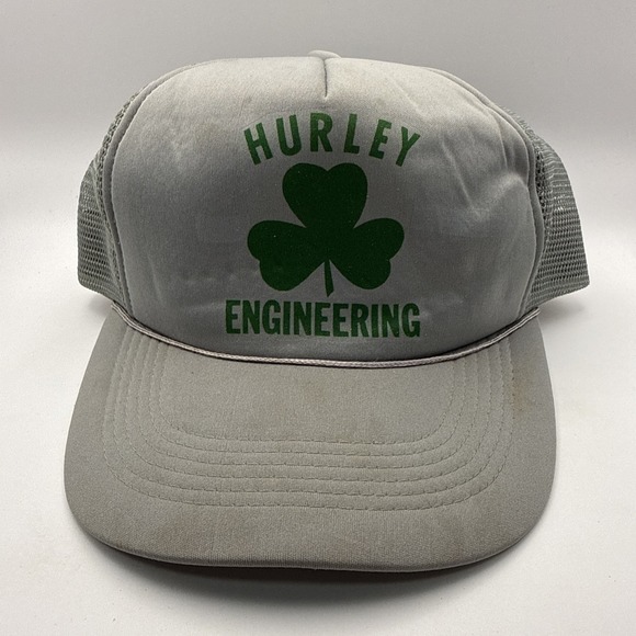 Snap-Back Other - Vintage Hurley Engineering Grey Trucker Hat SnapBack